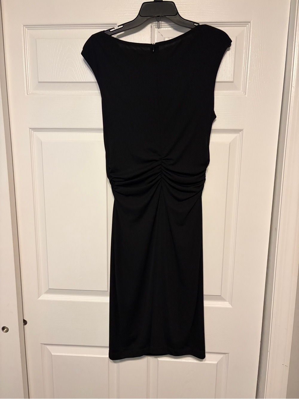 David Meister Little Black Ruched Sheath Midi Cocktail Evening Dress - Picture 2 of 2